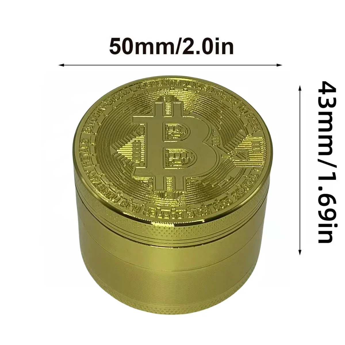 Metal Bitcoin Herb Grinder Gold 4-layer Manual Spice Mortar Pepper Mill Raw Grass Tobacco Grinder Smoking Cigarette Tool