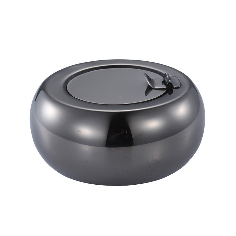 Sealed Round Ashtray with Lid Stainless Steel Fashion Smoking Accessories