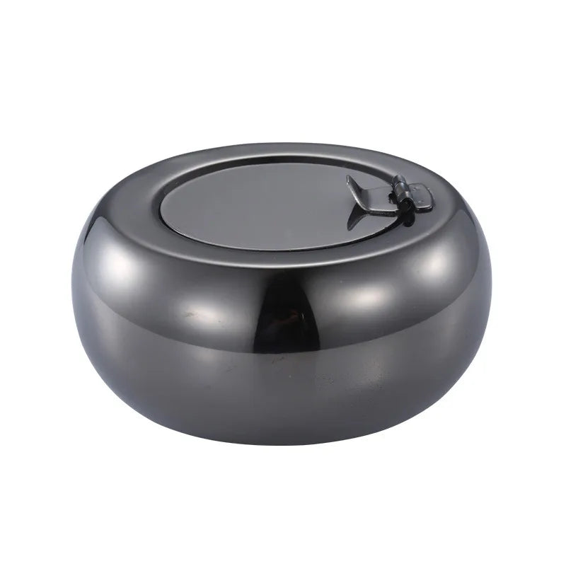 Sealed Round Ashtray with Lid Stainless Steel Fashion Smoking Accessories