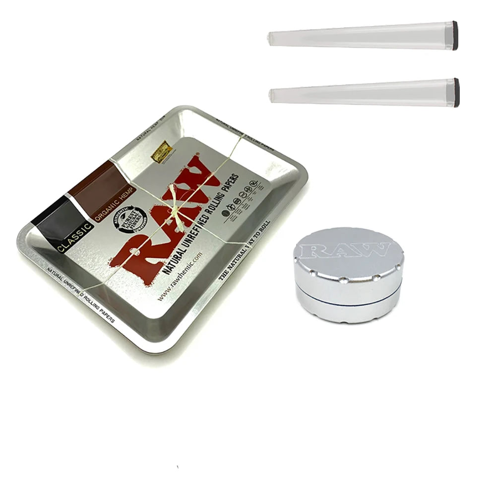 13pcs Smoking Set Herb Tobacco Grinder Metal Rolling Tray With Magnetic Lid Plastic Roller Maker Cone Storage Tube