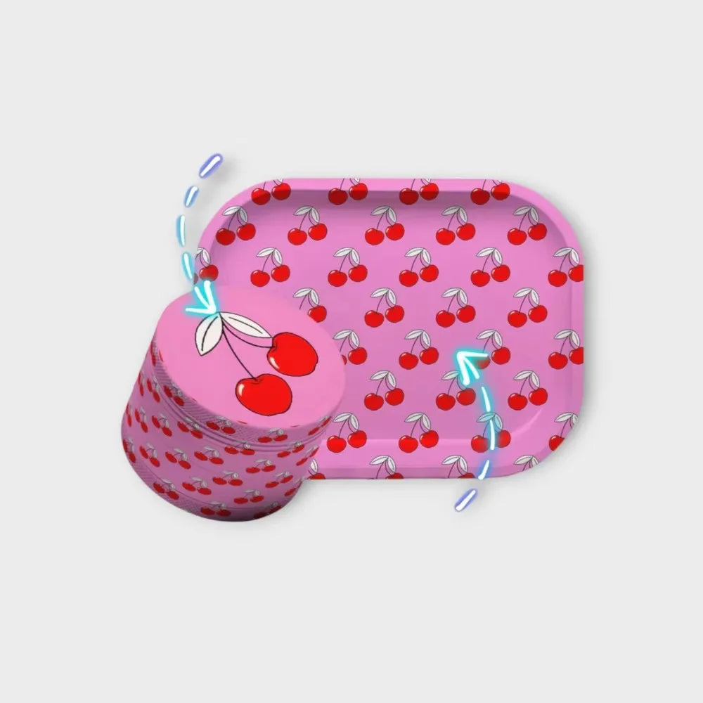 Girly Rolling Tray and Herb Grinder Kit Gilr Gift Two Pieces in One
