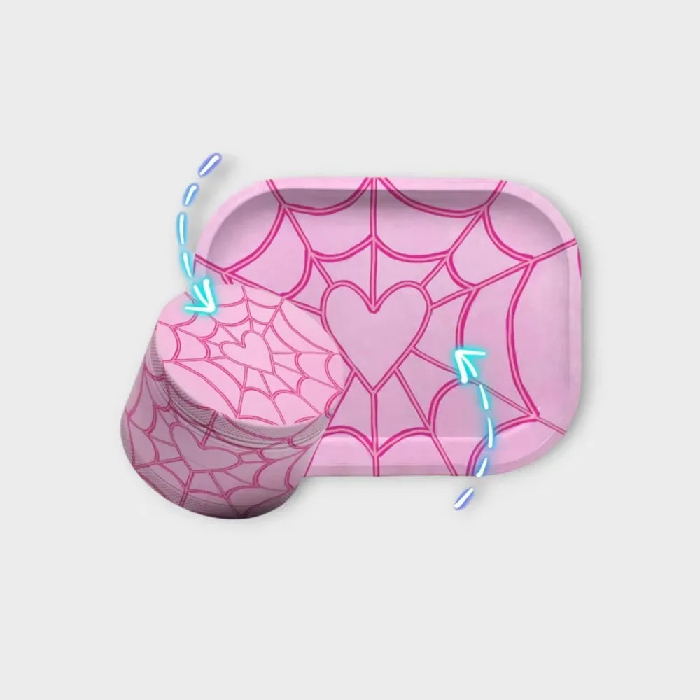 Girly Rolling Tray and Herb Grinder Kit Gilr Gift Two Pieces in One