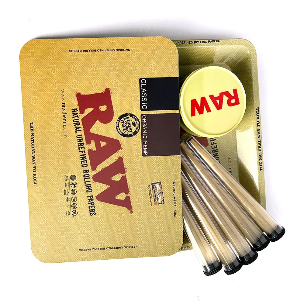 13pcs Smoking Set Herb Tobacco Grinder Metal Rolling Tray With Magnetic Lid Plastic Roller Maker Cone Storage Tube