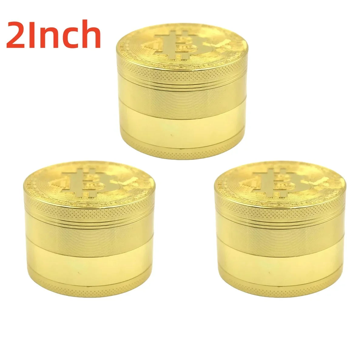 Metal Bitcoin Herb Grinder Gold 4-layer Manual Spice Mortar Pepper Mill Raw Grass Tobacco Grinder Smoking Cigarette Tool