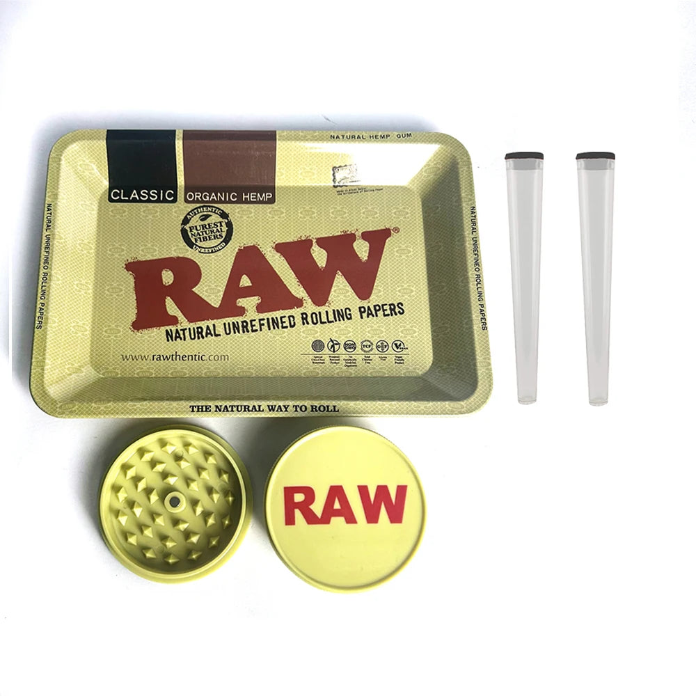 13pcs Smoking Set Herb Tobacco Grinder Metal Rolling Tray With Magnetic Lid Plastic Roller Maker Cone Storage Tube