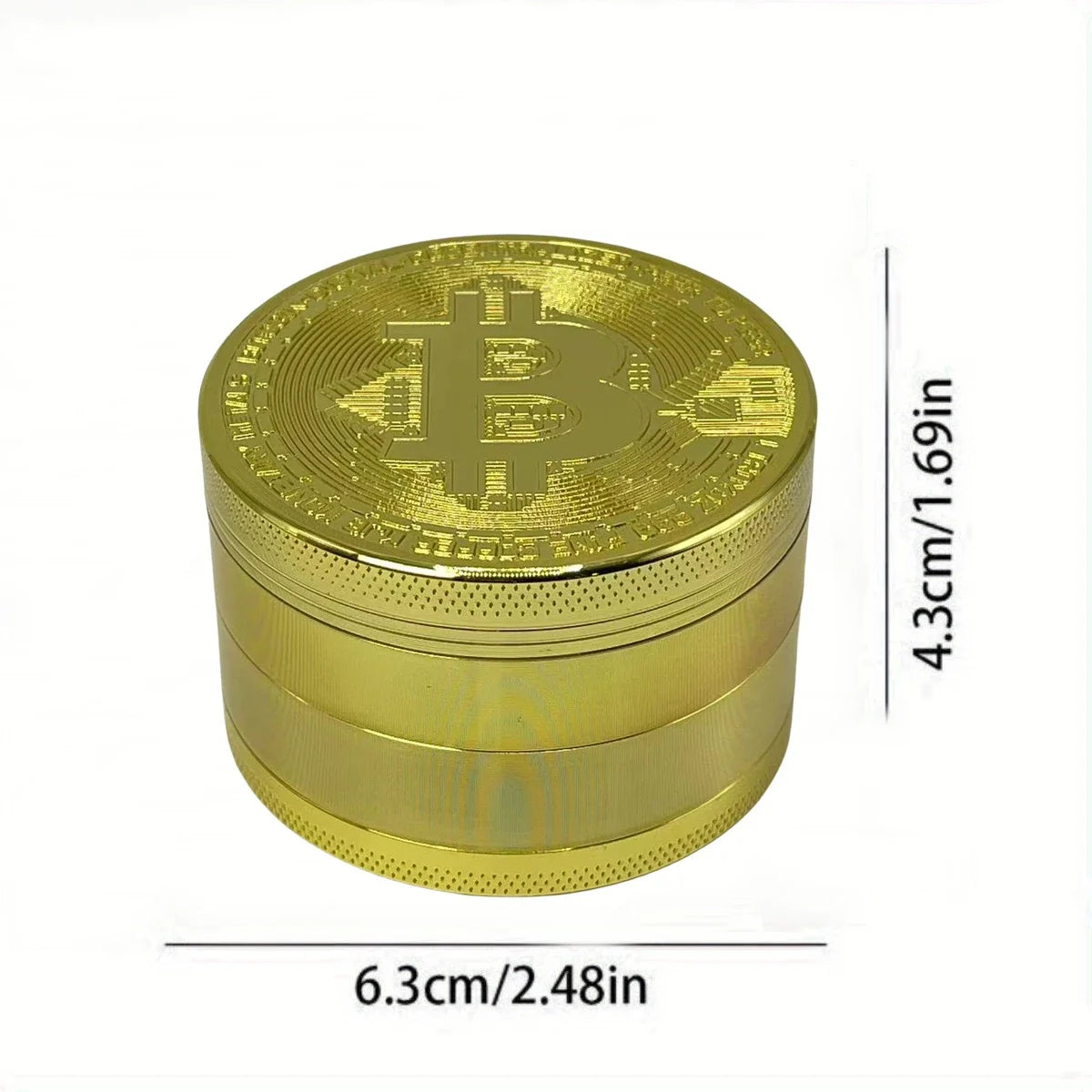 Metal Bitcoin Herb Grinder Gold 4-layer Manual Spice Mortar Pepper Mill Raw Grass Tobacco Grinder Smoking Cigarette Tool