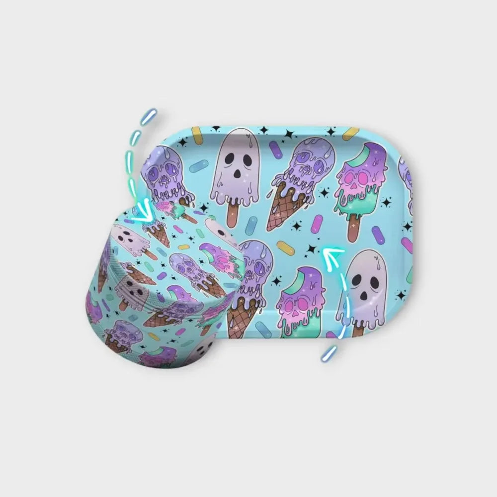 Girly Rolling Tray and Herb Grinder Kit Gilr Gift Two Pieces in One