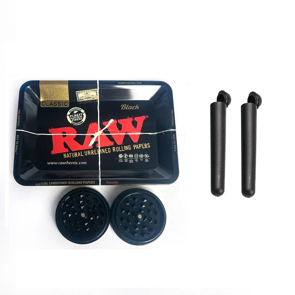 13pcs Smoking Set Herb Tobacco Grinder Metal Rolling Tray With Magnetic Lid Plastic Roller Maker Cone Storage Tube