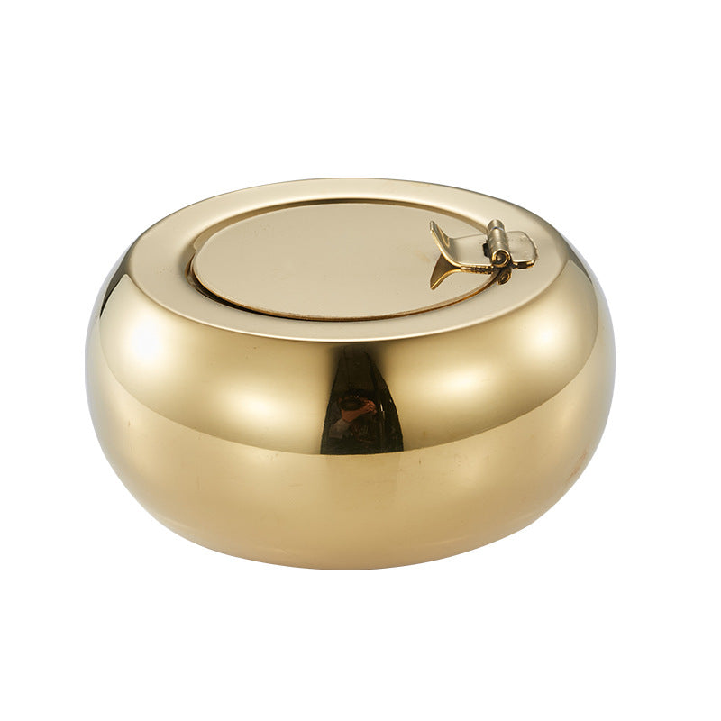 Sealed Round Ashtray with Lid Stainless Steel Fashion Smoking Accessories