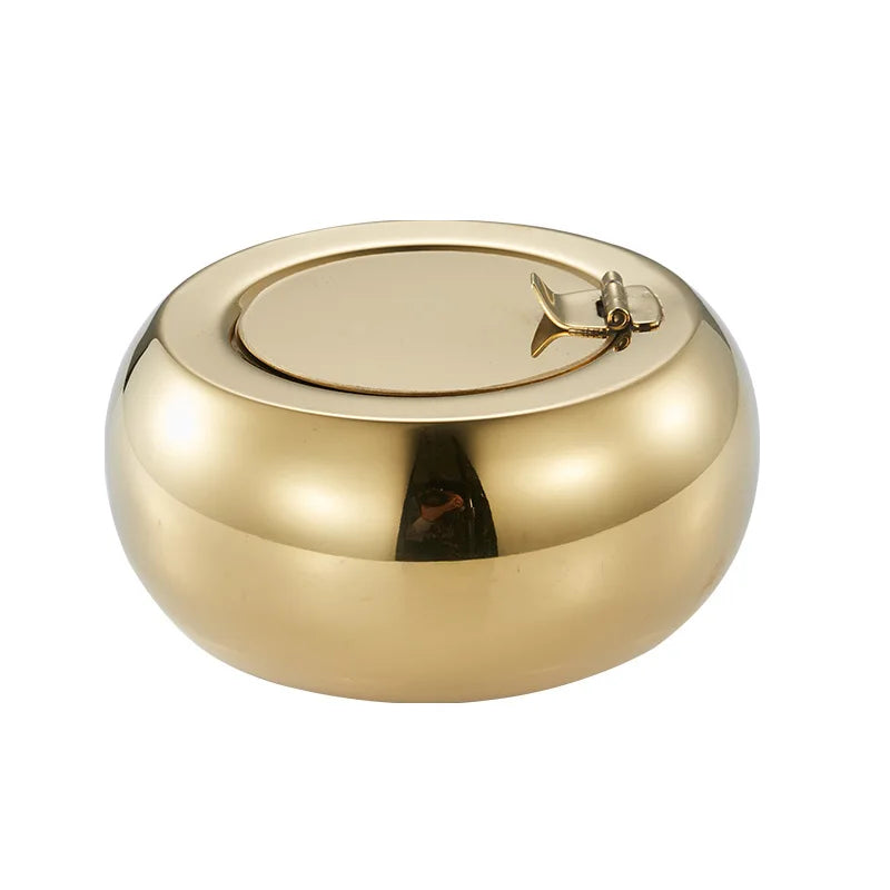 Sealed Round Ashtray with Lid Stainless Steel Fashion Smoking Accessories