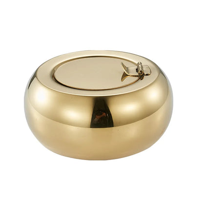 Sealed Round Ashtray with Lid Stainless Steel Fashion Smoking Accessories