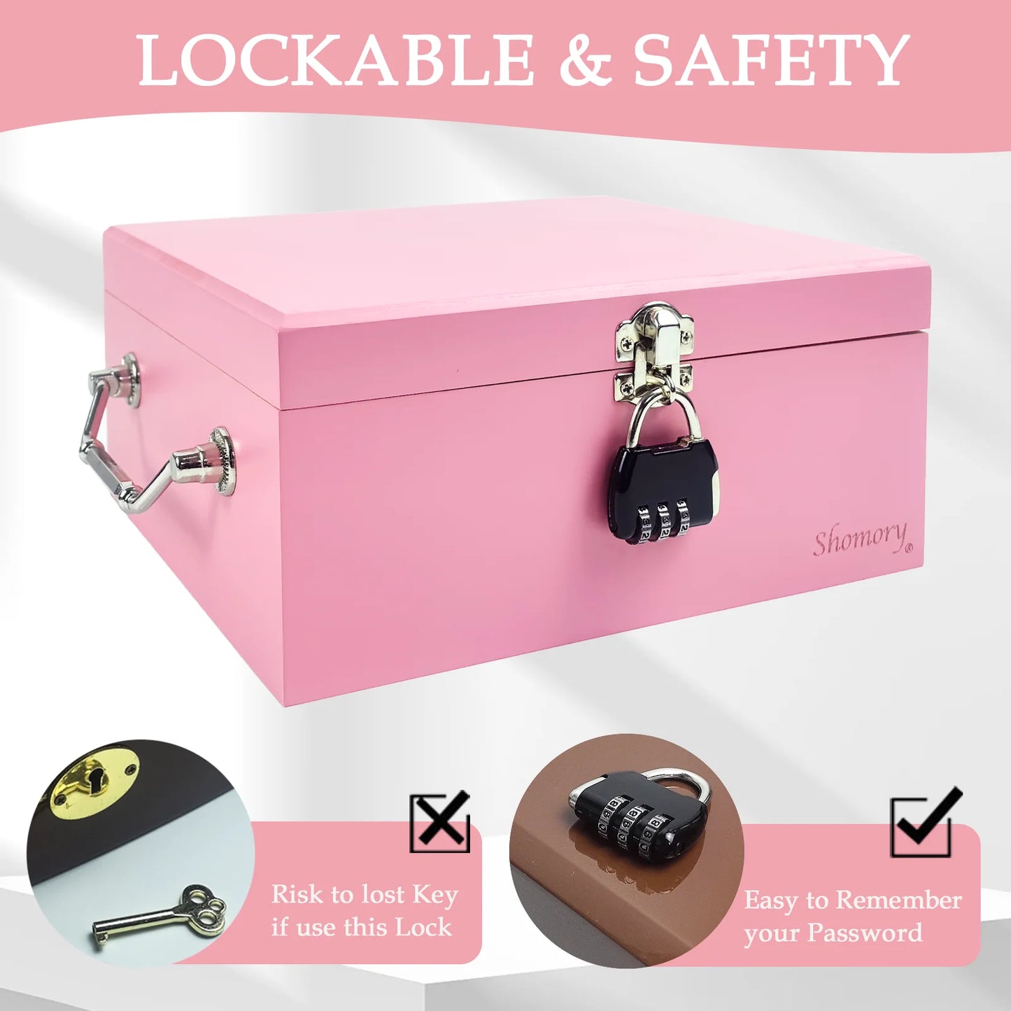 Large Tobacco Storage Box with Lock and Brush, Decorative Stash Box with Accessories