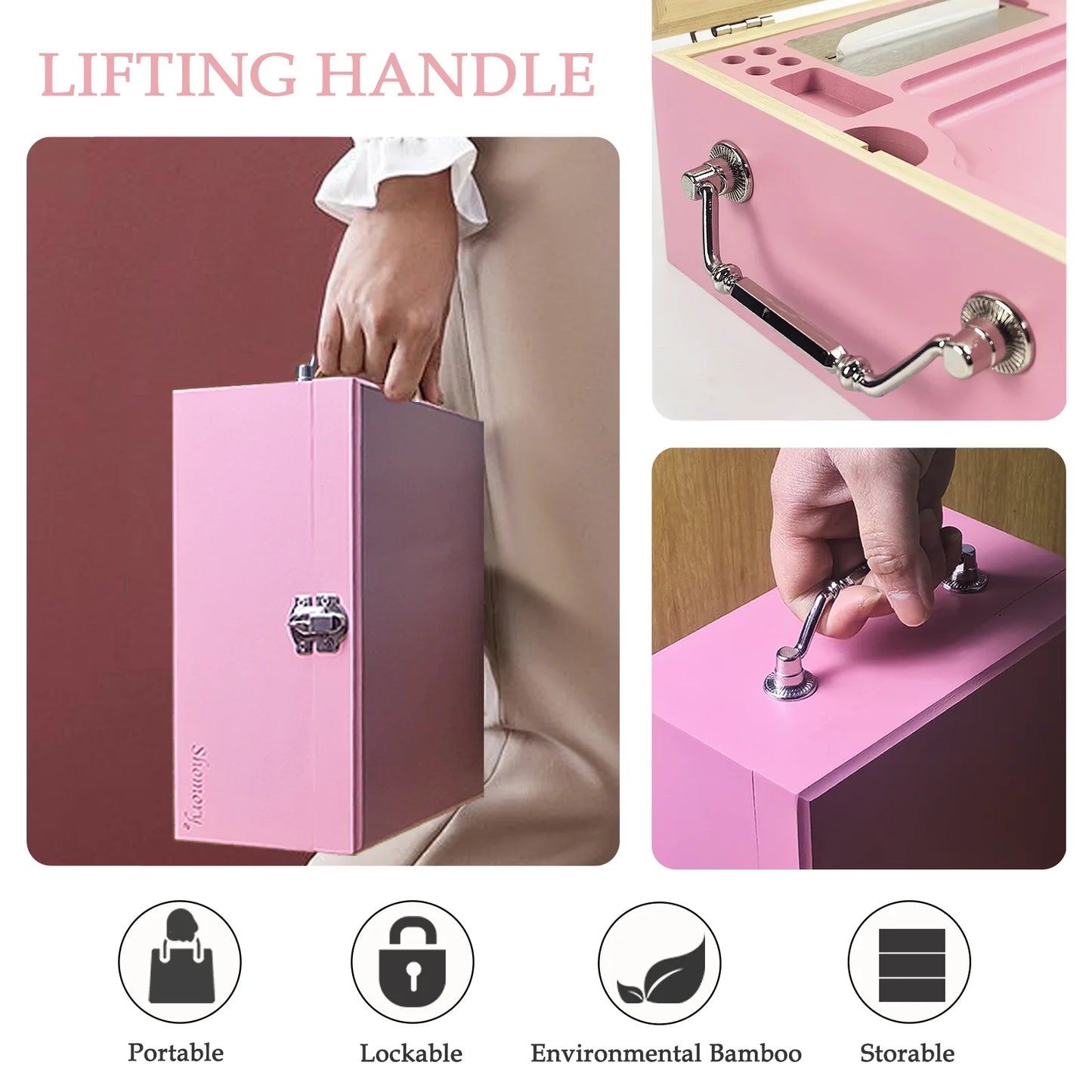 Large Tobacco Storage Box with Lock and Brush, Decorative Stash Box with Accessories