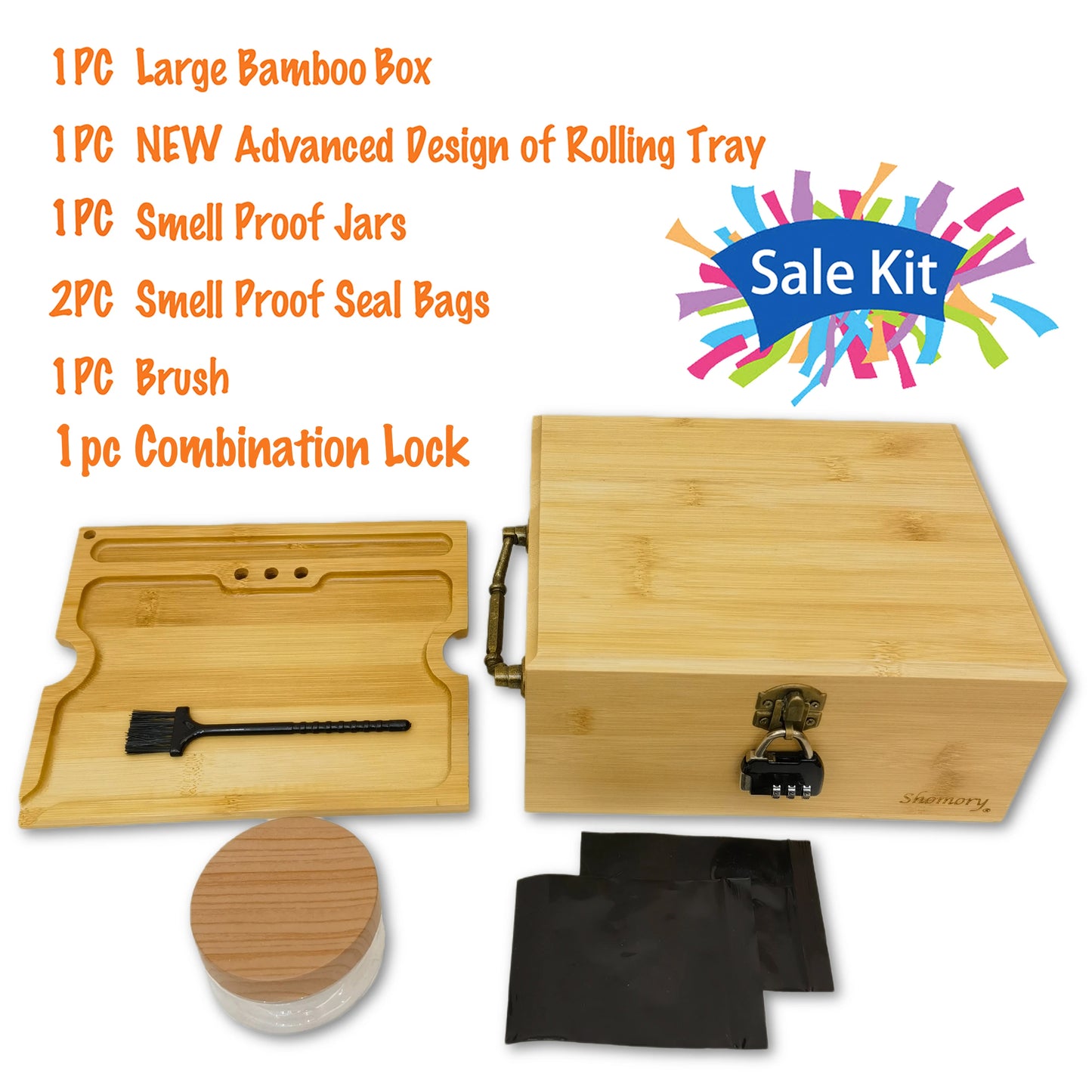 Large Tobacco Storage Box with Lock and Brush, Decorative Stash Box with Accessories
