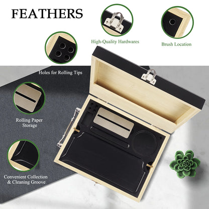 Large Tobacco Storage Box with Lock and Brush, Decorative Stash Box with Accessories