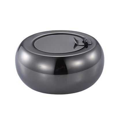 Sealed Round Ashtray with Lid Stainless Steel Fashion Smoking Accessories