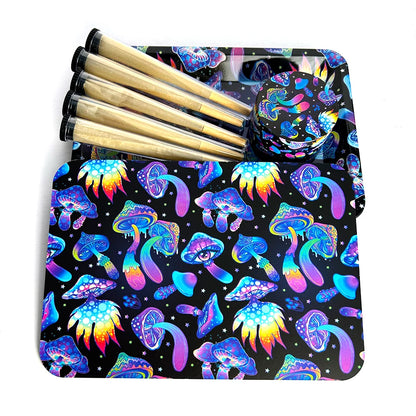 13pcs Smoking Set Herb Tobacco Grinder Metal Rolling Tray With Magnetic Lid Plastic Roller Maker Cone Storage Tube