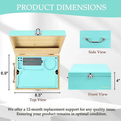 Large Tobacco Storage Box with Lock and Brush, Decorative Stash Box with Accessories