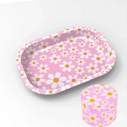 Girly Rolling Tray and Herb Grinder Kit Gilr Gift Two Pieces in One