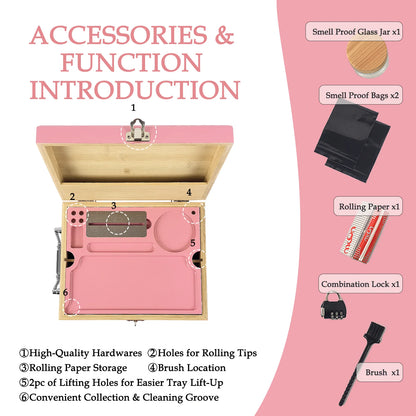 Large Tobacco Storage Box with Lock and Brush, Decorative Stash Box with Accessories