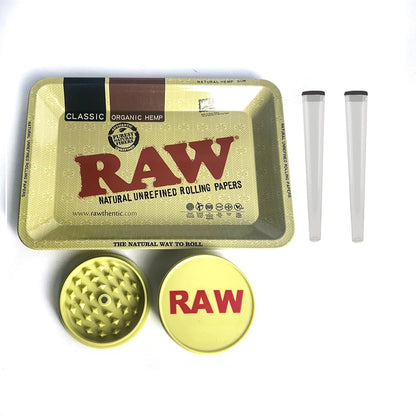 13pcs Smoking Set Herb Tobacco Grinder Metal Rolling Tray With Magnetic Lid Plastic Roller Maker Cone Storage Tube
