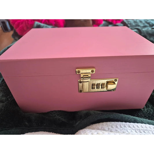 Large Bamboo Box with Combination Lock Decorative box for Home Great Gift Choice Stash Storage Lockbox Resealable Bags