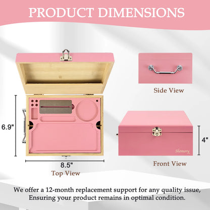 Large Tobacco Storage Box with Lock and Brush, Decorative Stash Box with Accessories